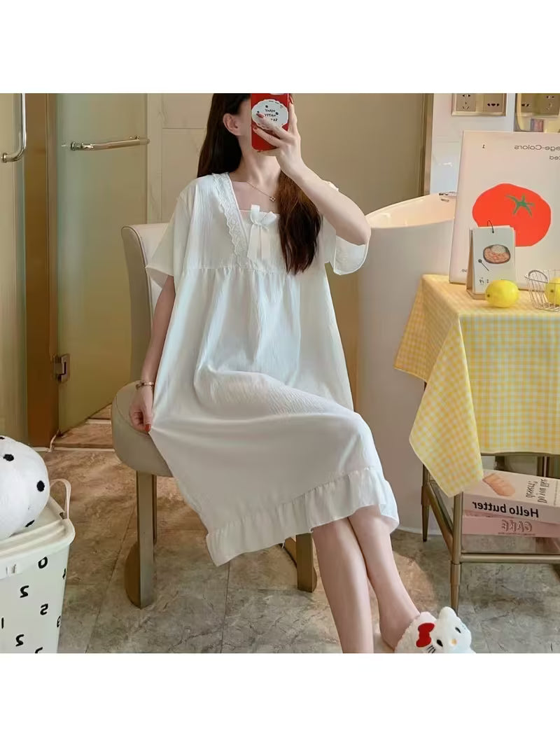Princess-style Women's Summer Short-sleeve Cloud Heart Sweet 2026 Summer Nightgown Home Wear