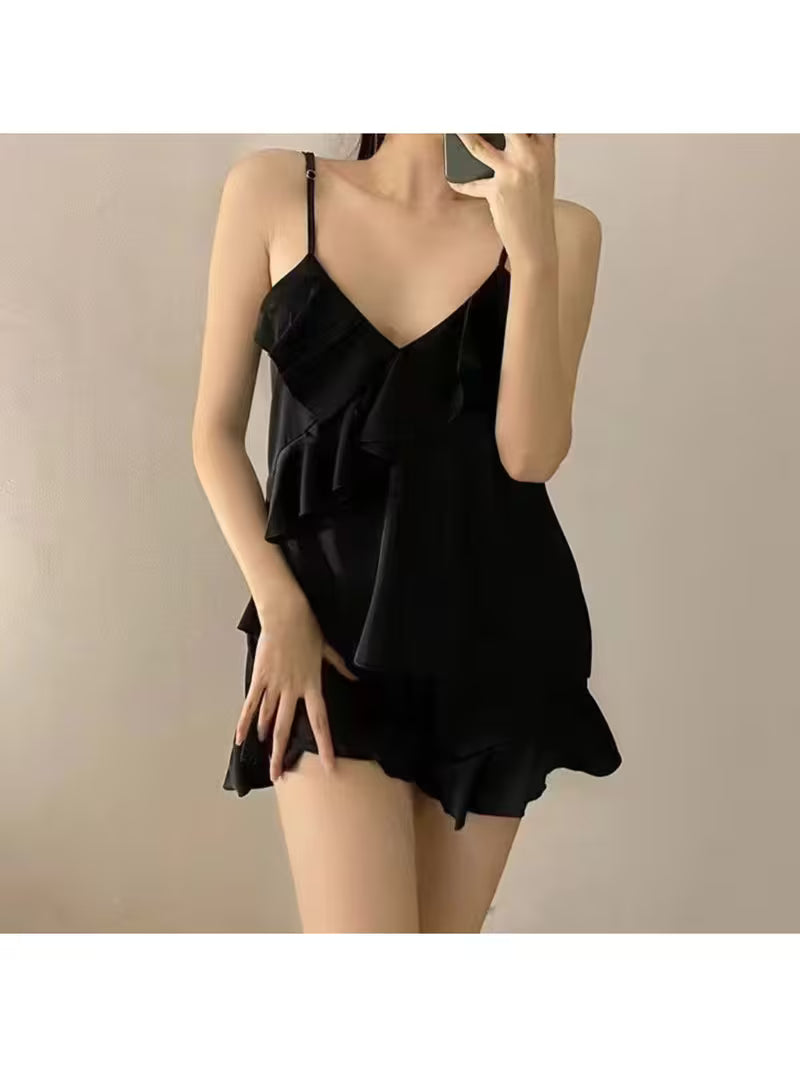 Ruffled-edge Halter Top with Underwire for Summer Pajamas for Women, High-end Style