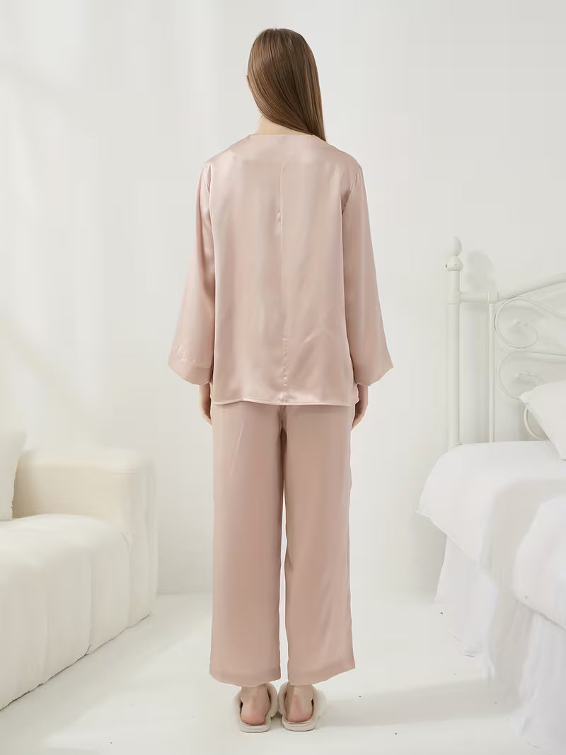 Women'S 100% 6A Grade Long Sleeve Pajama Set, V-Neck Style 3605, Perfect for Women, Women'S Pajamas, Women'S Pajamas Set, Women'S Pajamas Outfit, Women'S Pajamas Suit