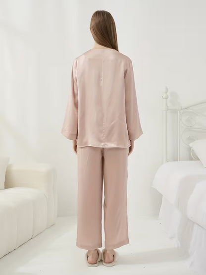 Women'S 100% 6A Grade Long Sleeve Pajama Set, V-Neck Style 3605, Perfect for Women, Women'S Pajamas, Women'S Pajamas Set, Women'S Pajamas Outfit, Women'S Pajamas Suit