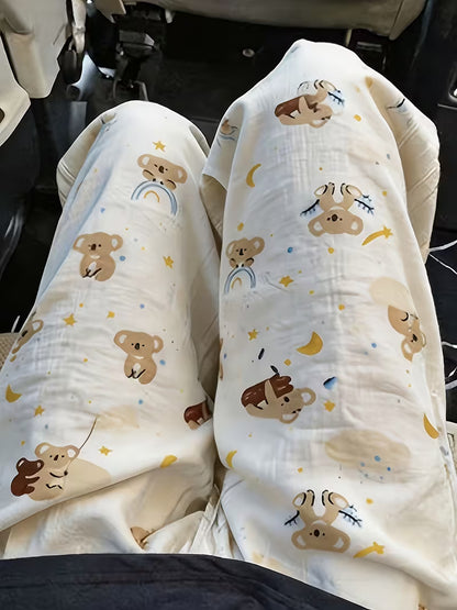 1pc Summer Cute Pants for Comfortable ' Home Wear with Cartoon Prints, Breathable, Loose-Fit Sleep Pants