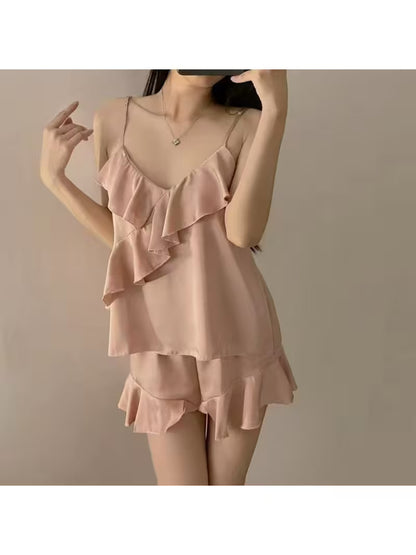 Ruffled-edge Halter Top with Underwire for Summer Pajamas for Women, High-end Style