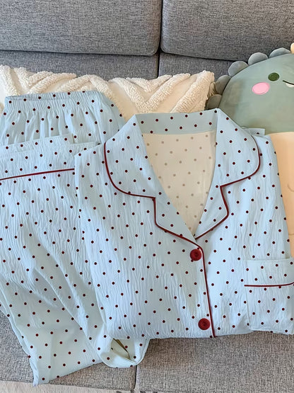 Women's Collar Cute Print Long Sleeve Pajama